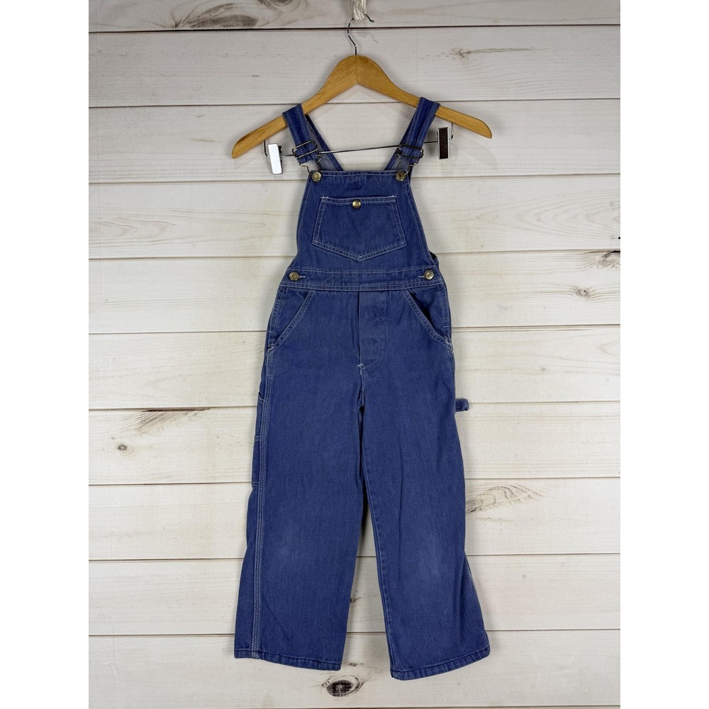 Vintage Mambro Overalls Kids 7 Slim Blue Denim Carpenter Bib Workwear Hong Kong